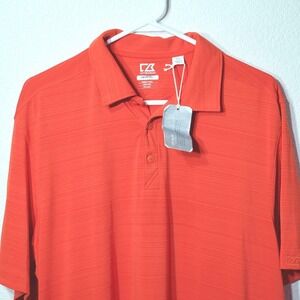 Cutter & Buck CB‎ Orange Polo Shirt Large DryTec Moisture Wicking Breathable NWT
